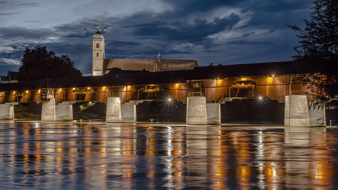 Bad Säckingen, wooden brigde and minster St. Fridolin