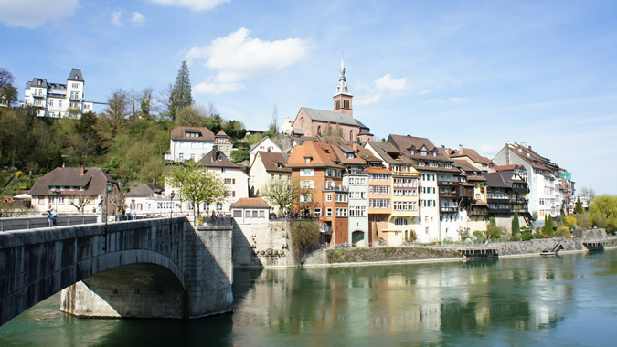 Blick über den Rhein auf Laufenburg (Baden)