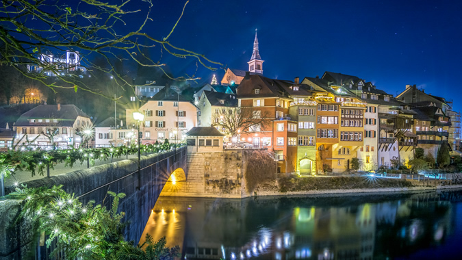 View over the river Rhine towards Laufenburg (Baden)